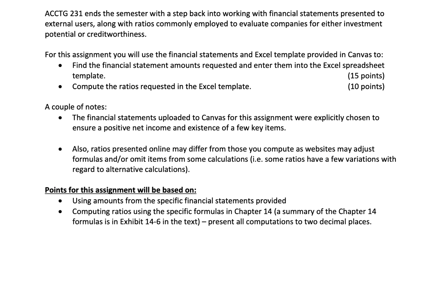 ACCTG 231 ends the semester with a step back into working with