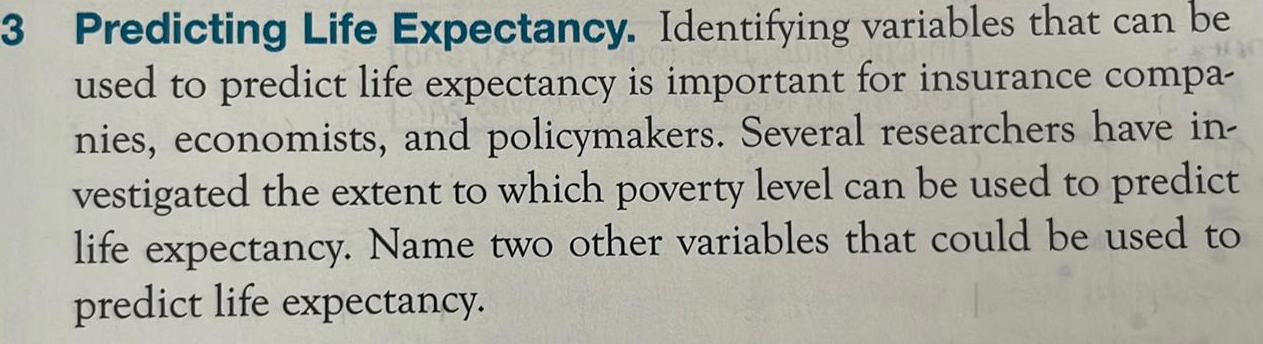 3 Predicting Life Expectancy. Identifying variables that can be used to predict