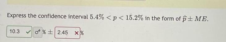 Express the confidence interval 5.4%