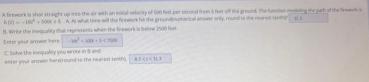 A firework is shot straight up into the air with an initial
