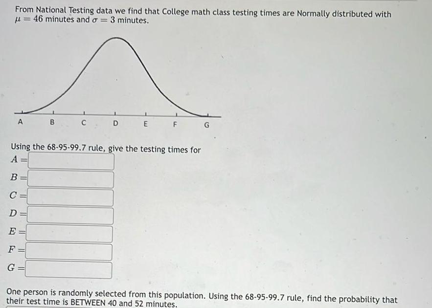 From National Testing data we find that College math class testing times