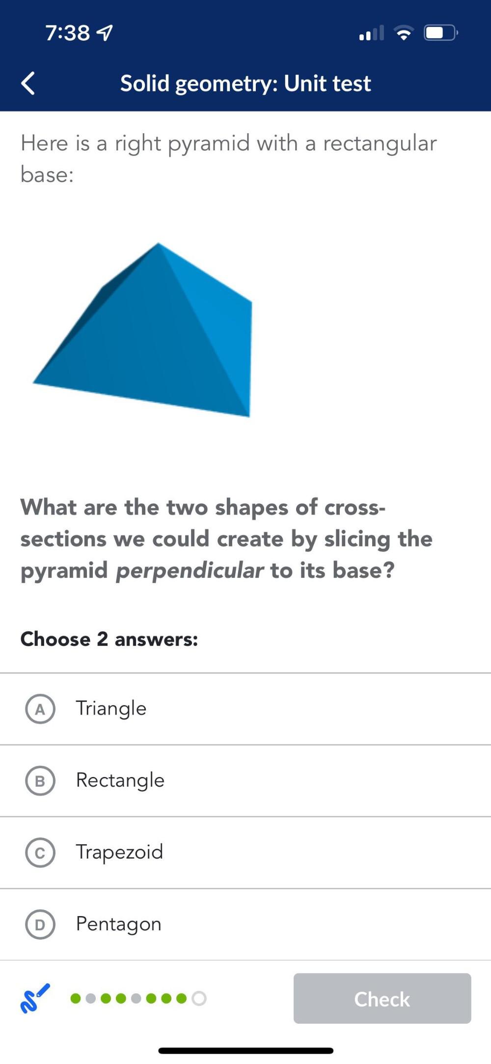 7:38 1 Solid geometry: Unit test Here is a right pyramid with