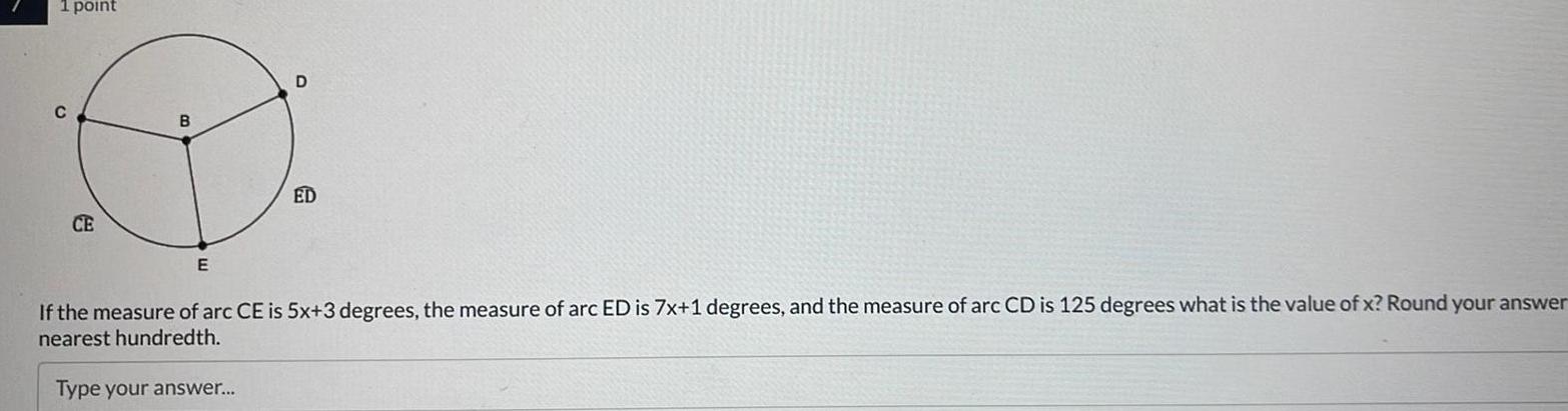 1 point C B D ED CE E If the measure of