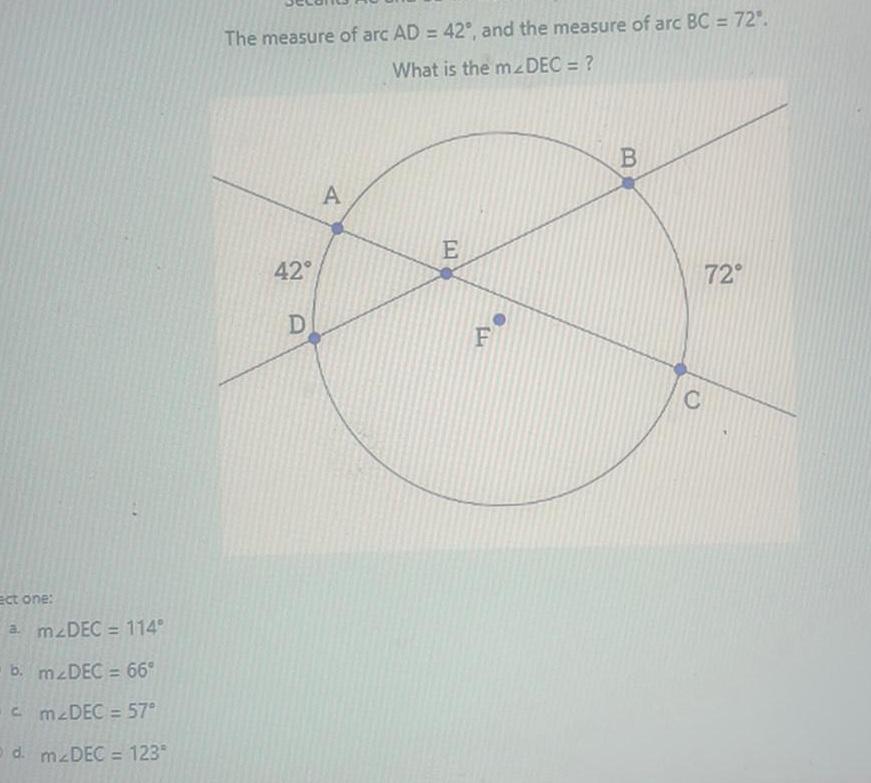Ect one: a. m2DEC = 114 b. m2DEC = 66 cm DEC=57