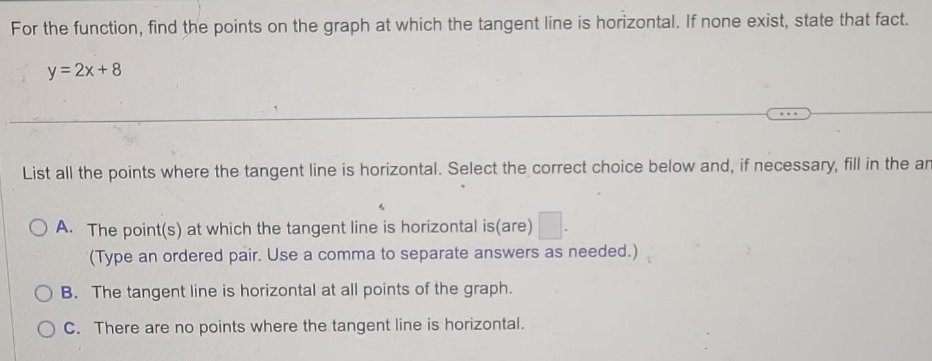 For the function, find the points on the graph at which the
