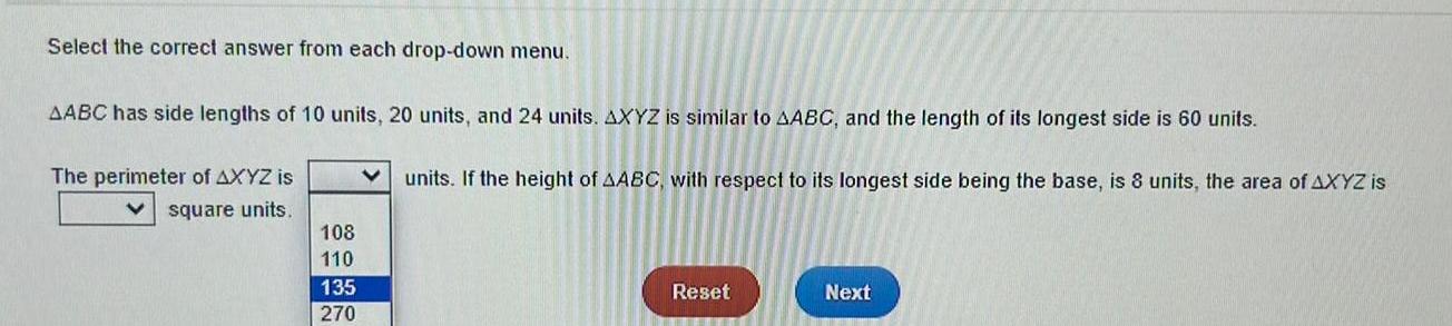 Select the correct answer from each drop-down menu. AABC has side lengths