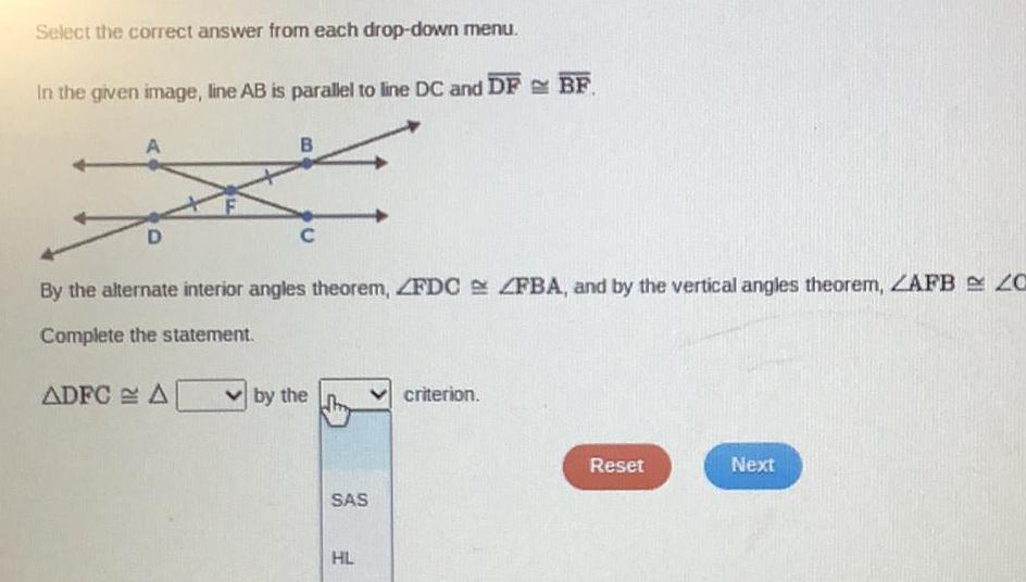 Select the correct answer from each drop-down menu. In the given image,