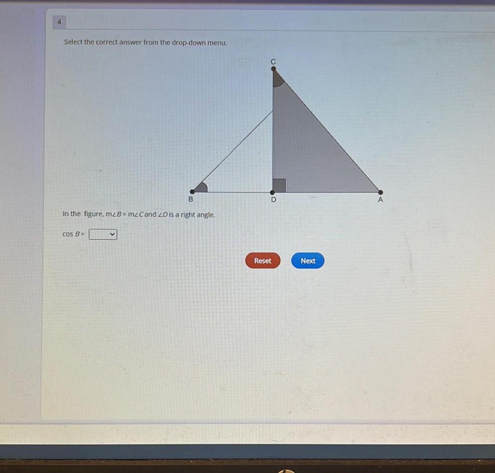 Select the correct answer from the drop-down menu. B In the figure,