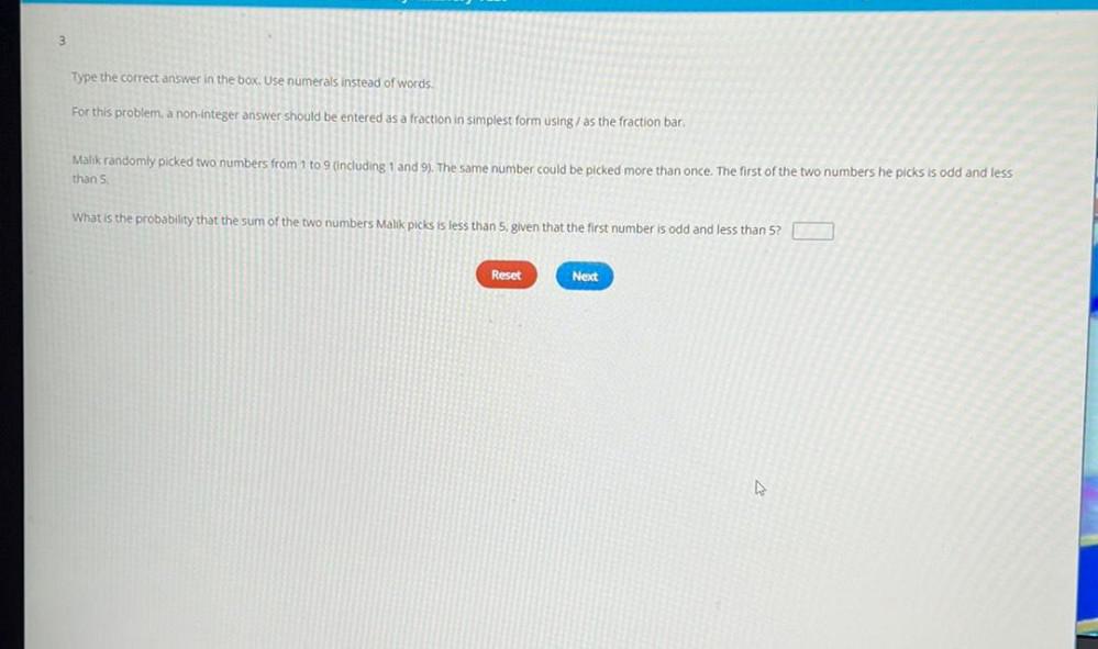 3 Type the correct answer in the box. Use numerals instead of