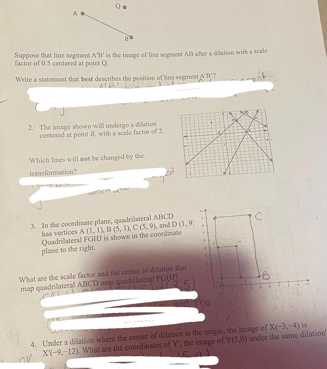 A O B Suppose that line segment A'B' is the image of