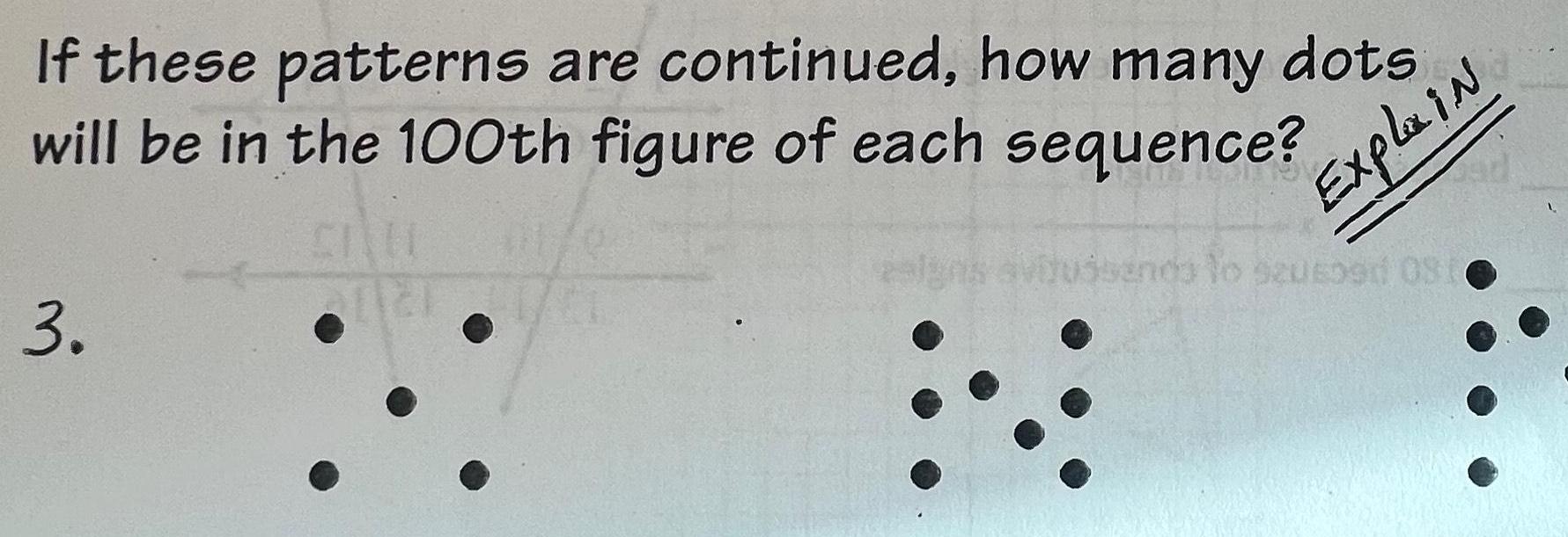 If these patterns are continued, how many dots will be in the
