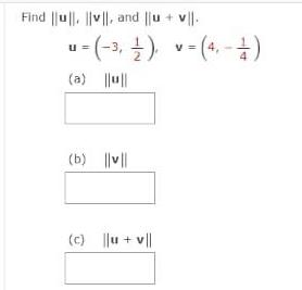 Find u, v, and ||uv||. (-0)=^ ('(-)=1 n ||n|| (e) (b) ||v||