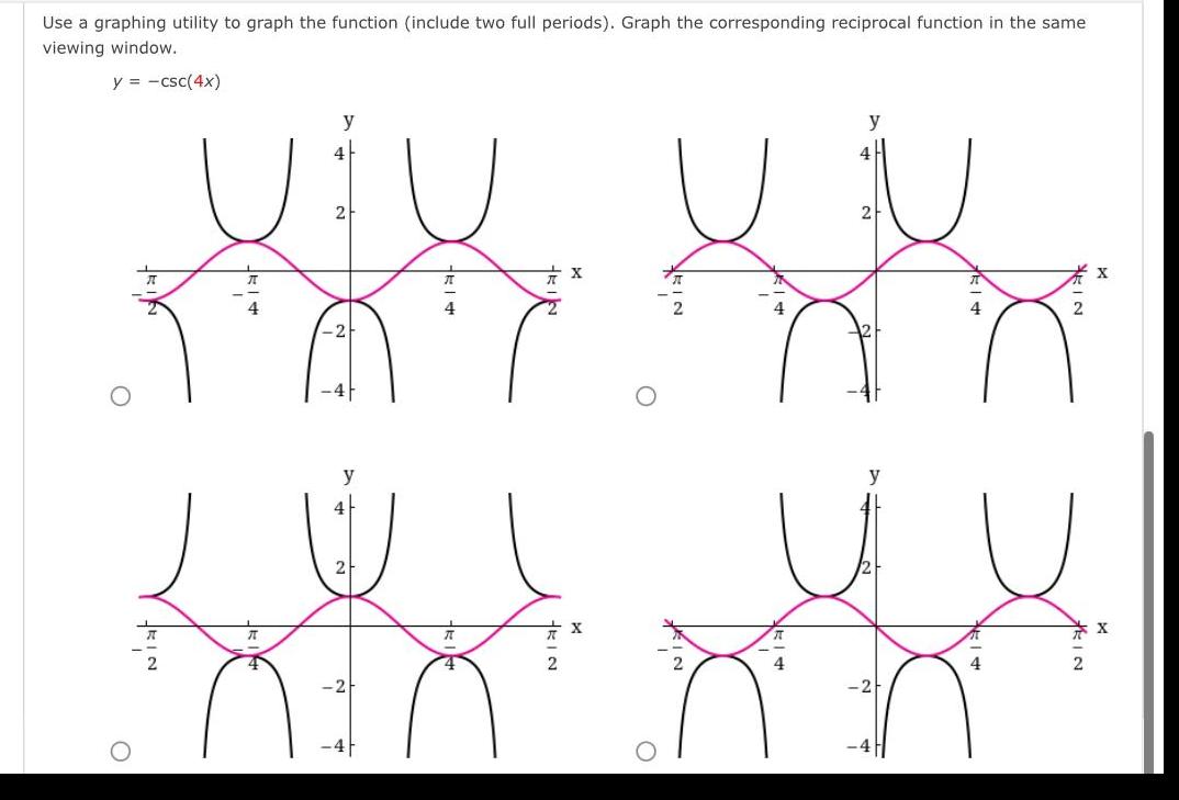 Use a graphing utility to graph the function (include two full periods).