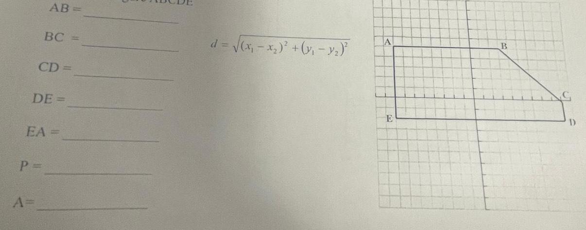 AB= BC CD= DE EA P = A= = = d =