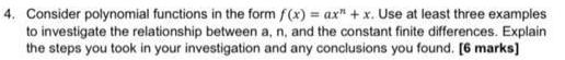 4. Consider polynomial functions in the form f(x) = ax" + x.