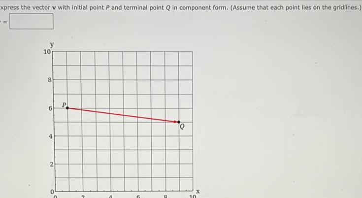 xpress the vector v with initial point P and terminal point Q