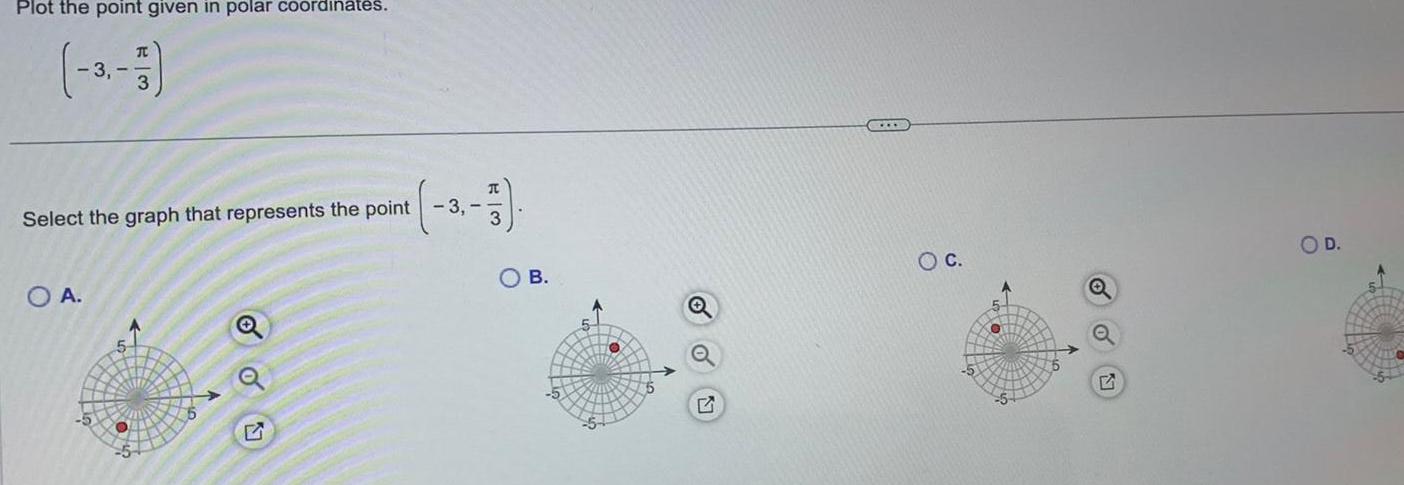 Plot the point given in polar coordinates. 3, Select the graph that