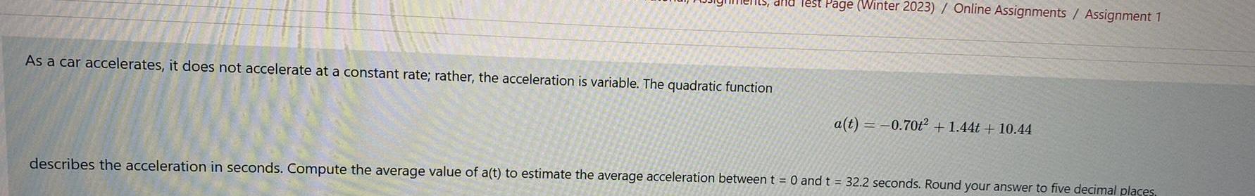 As a car accelerates, it does not accelerate at a constant rate;