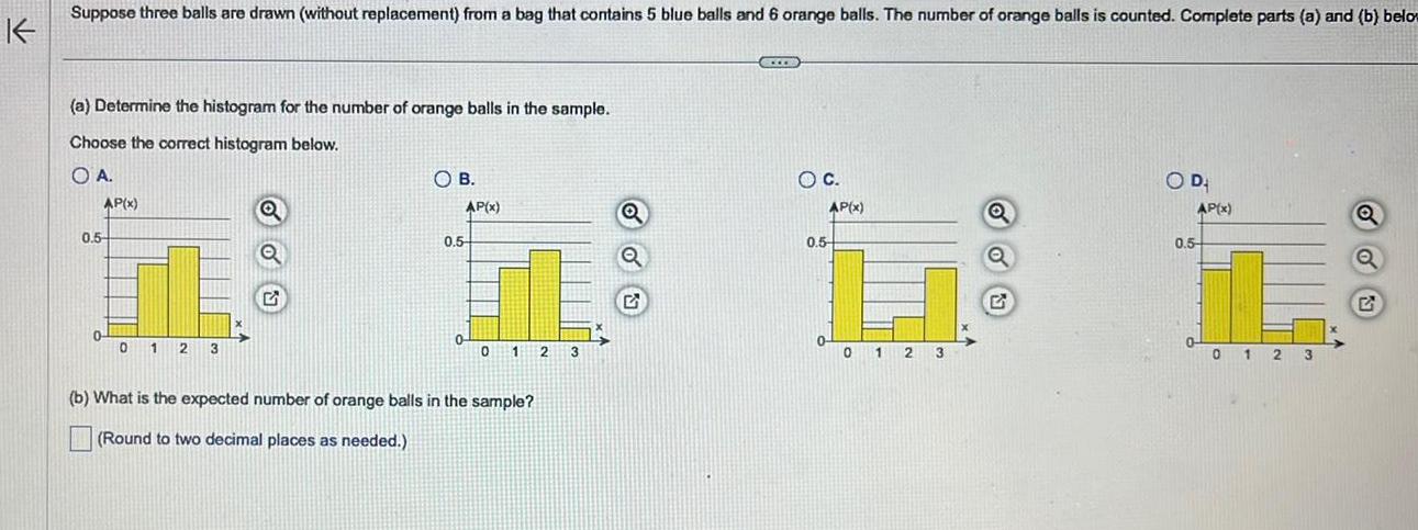 K Suppose three balls are drawn (without replacement) from a bag that