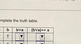 mplete the truth table. b bva (bva) a T L