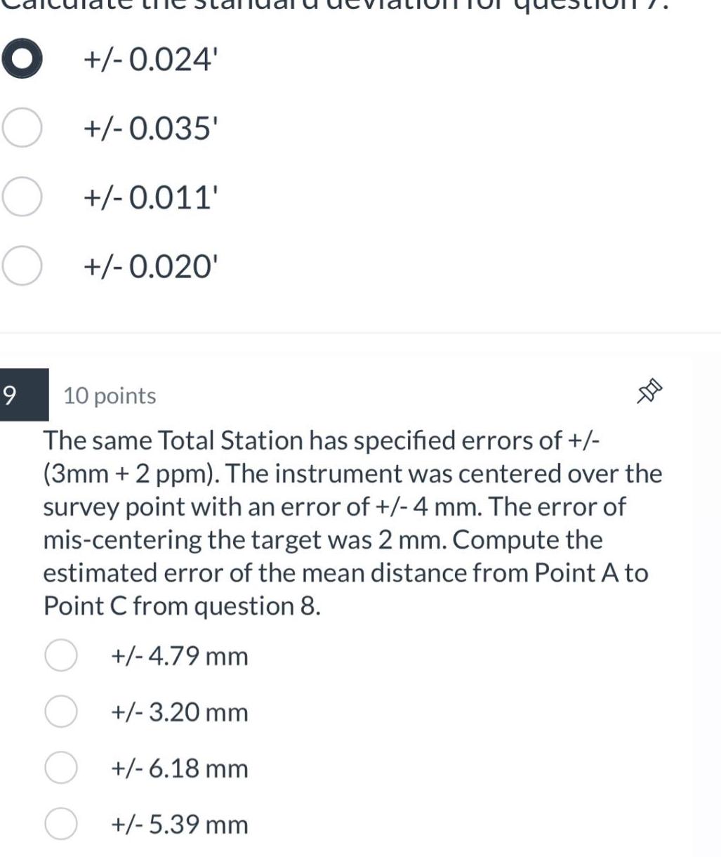 O +/- 0.024' +/- 0.035' +/- 0.011' 9 +/- 0.020' 10 points