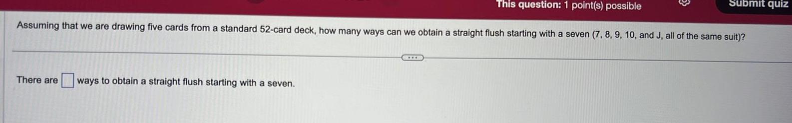 This question: 1 point(s) possible Submit quiz Assuming that we are drawing