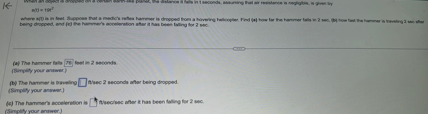 K When an object is dropped on a certain earth-like planet, the