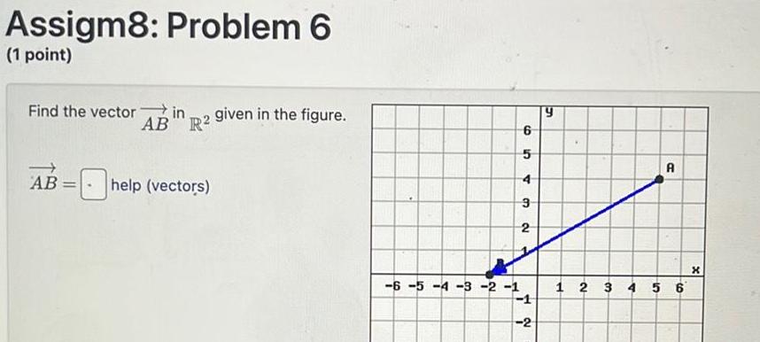 Assigm8: Problem 6 (1 point) Find the vector in AB R2 given