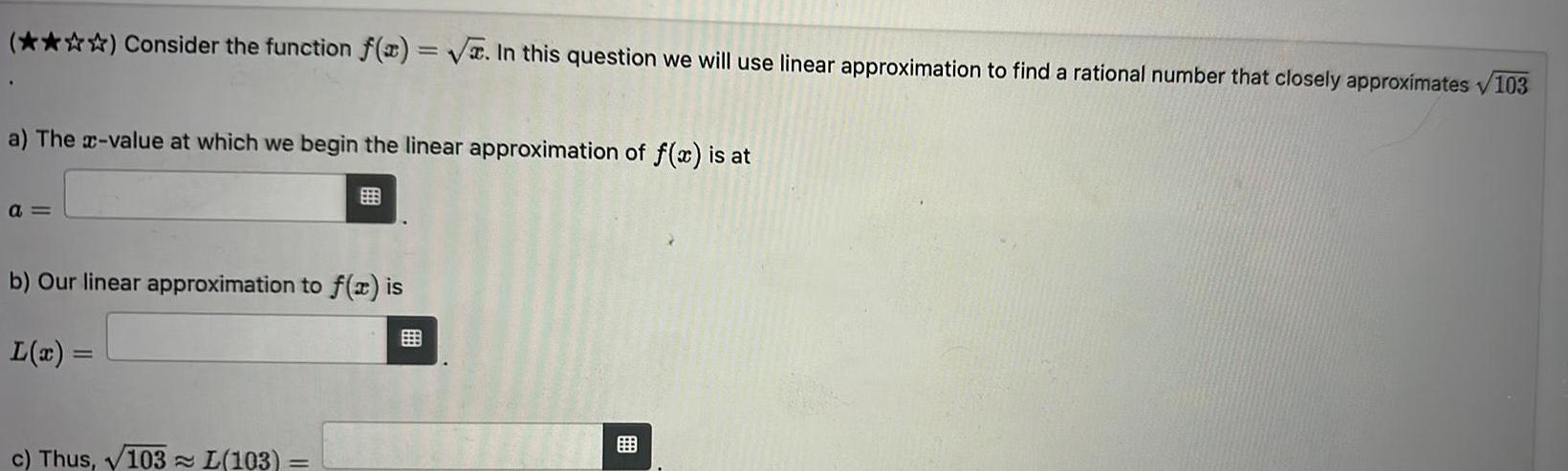 (*) Consider the function f(x)=. In this question we will use linear