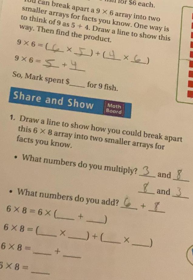 $6 each. can break apart a 9 x 6 array into two