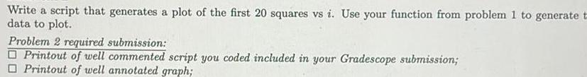 Write a script that generates a plot of the first 20 squares