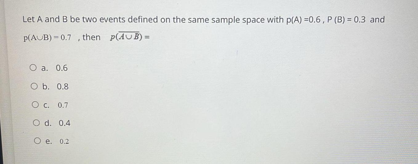 Let A and B be two events defined on the same sample