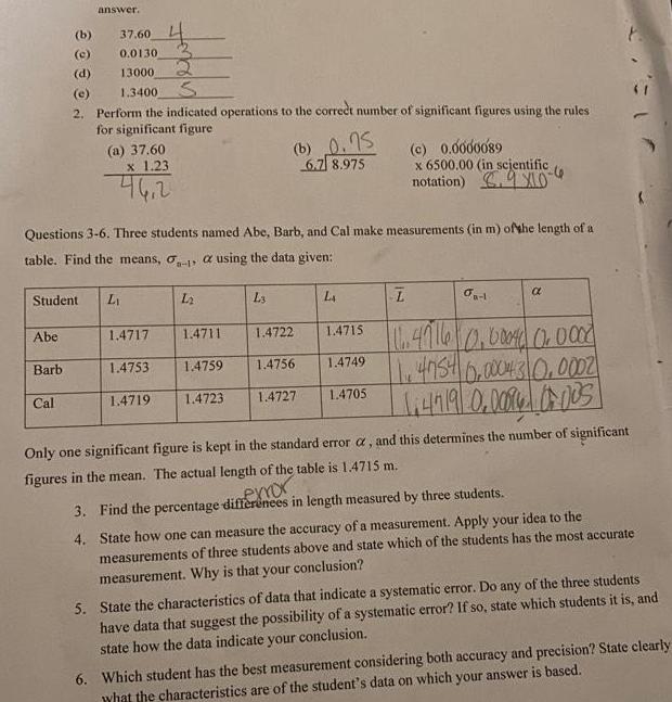 answer. (b) 37.60 (c) 0.0130 (d) 13000 2 S (e) 1.3400 2.