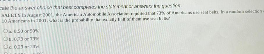 cate the answer choice that best completes the statement or answers the