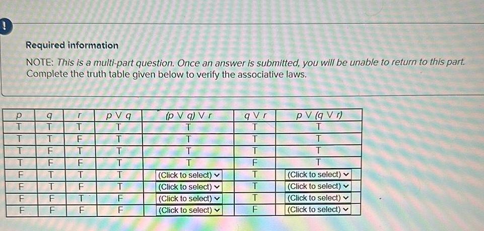! Required information NOTE: This is a multi-part question. Once an answer