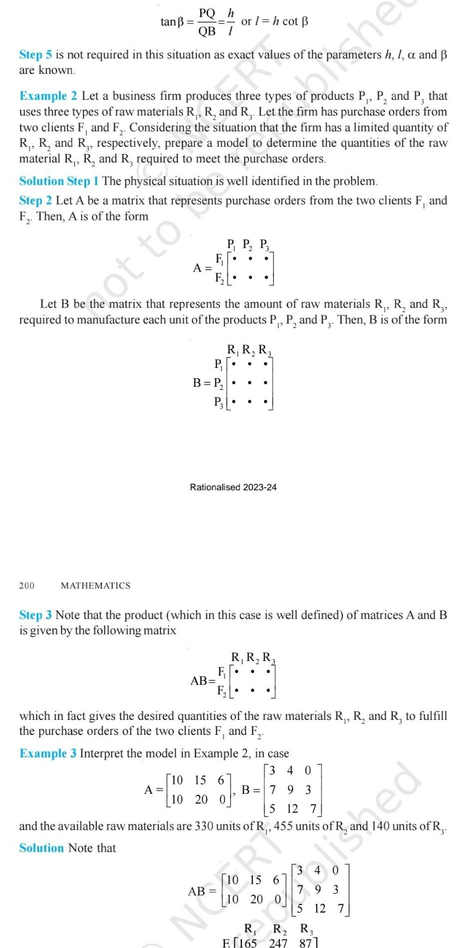 PQ h tan= = or 1 = h cot QB 1 Step