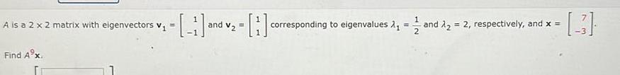 A is a 2 x 2 matrix with eigenvectors V = [