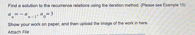 Find a solution to the recurrence relations using the iteration method. (Please
