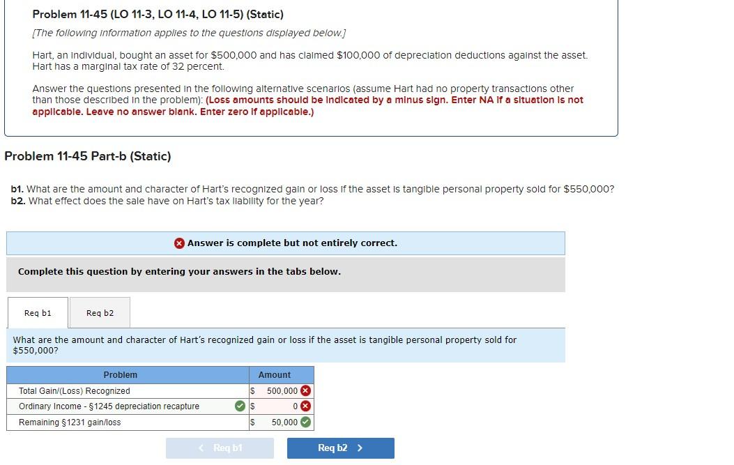 Problem 11-45 (LO 11-3, LO 11-4, LO 11-5) (Static) [The following information