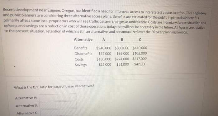 Recent development near Eugene, Oregon, has identified a need for improved access