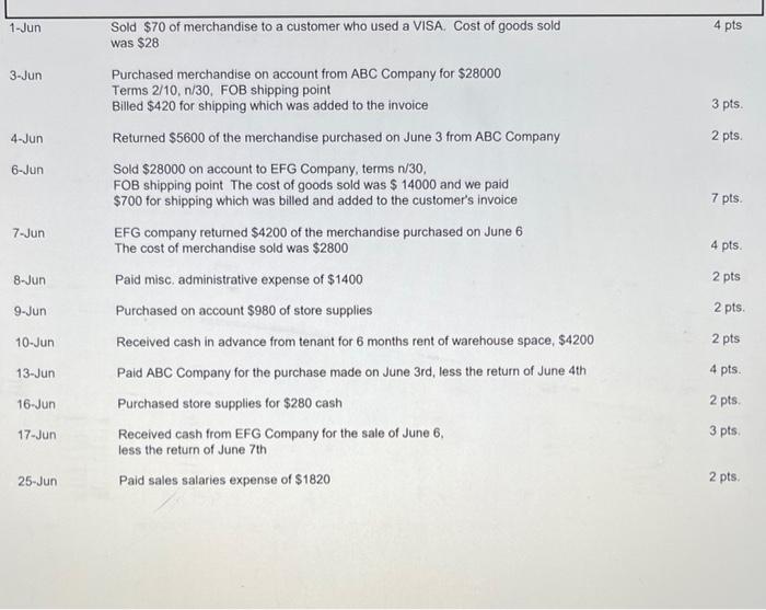 the excel student input file, journalize the following transactions for the month