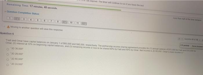 Remaining Time: 17 minutes, 48 seconds. Question Completion Status: 3 10 11