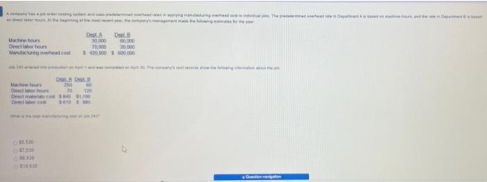 A Machine hours Drect labor hours Dept.A 30,000 70,000 De 60,000 20000