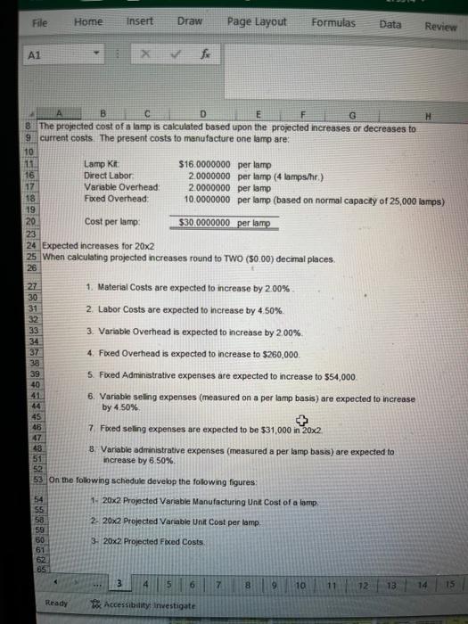 File Home Insert Draw Page Layout Formulas Data Review A1 X fx