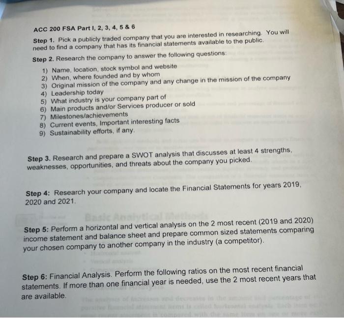 ACC 200 FSA Part 1, 2, 3, 4, 5 & 6 Step