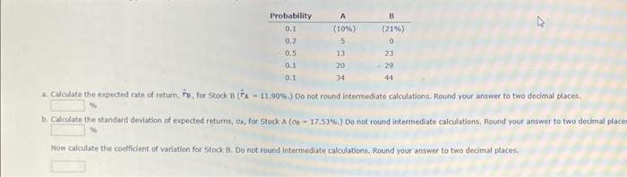 Probability A B 0.1 (10%) (21%) 0.2 5 0 0.5 13 23