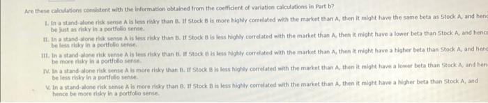 return, re, for Stock B (FA-11.90%.) Do not round intermediate calculations. Round