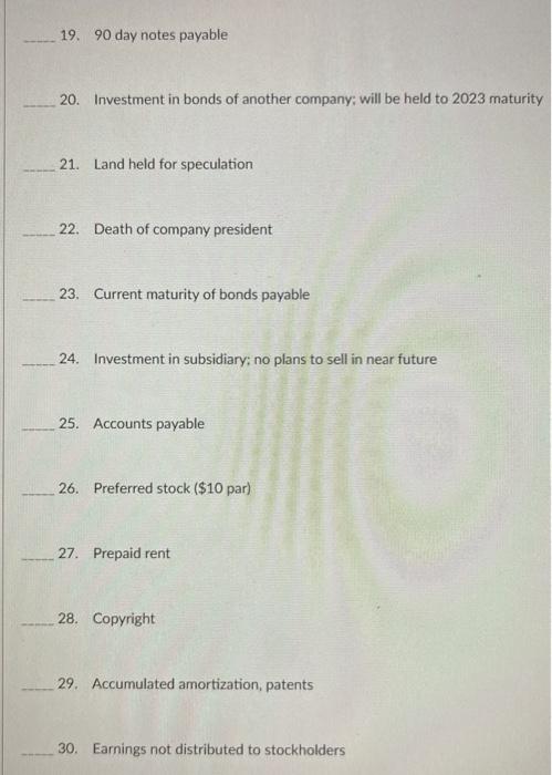Capital 4. Intangible Assets j. Retained Earnings 5. Other Assets k. Notes