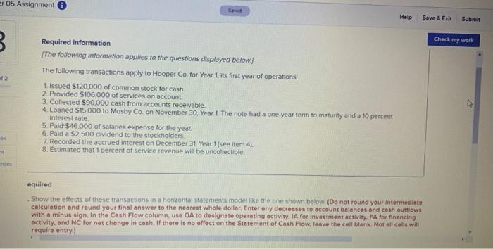 er 05 Assignment B Required information Saved [The following information applies to