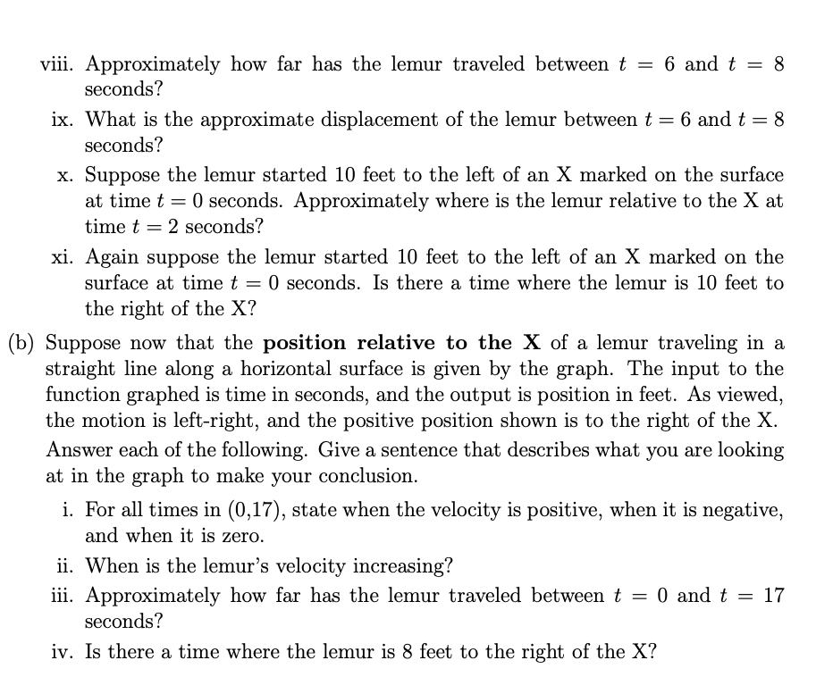 a lemur traveling in a straight line along a horizontal surface is